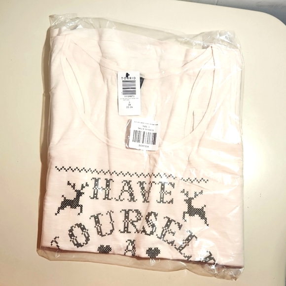 ❤️NWT VINTAGE TORRID TANK - MERRY LITTLE COCKTAIL CHRISTMAS RACERBACK SLEEP CAMI - Picture 7 of 9